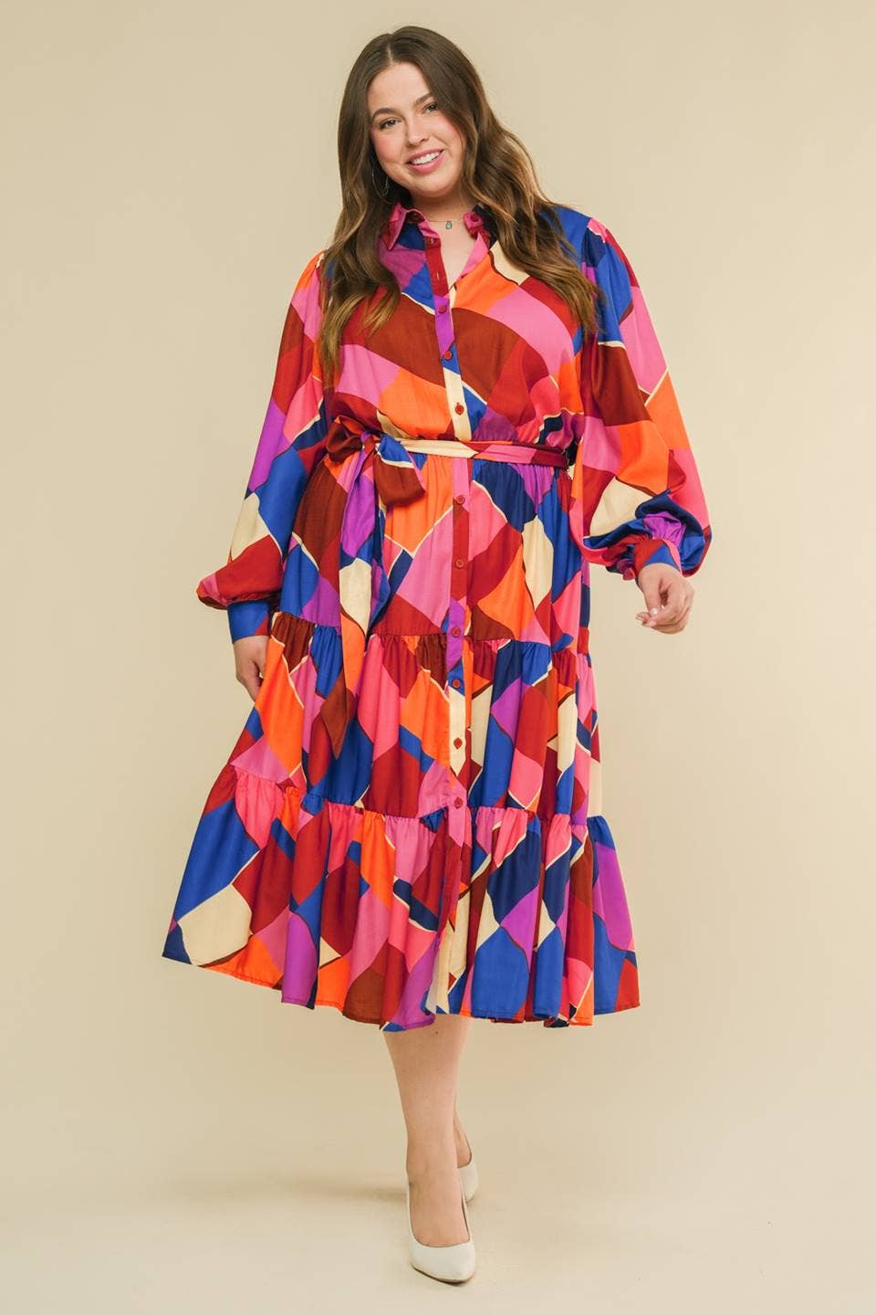A printed woven midi dress - IDP20384