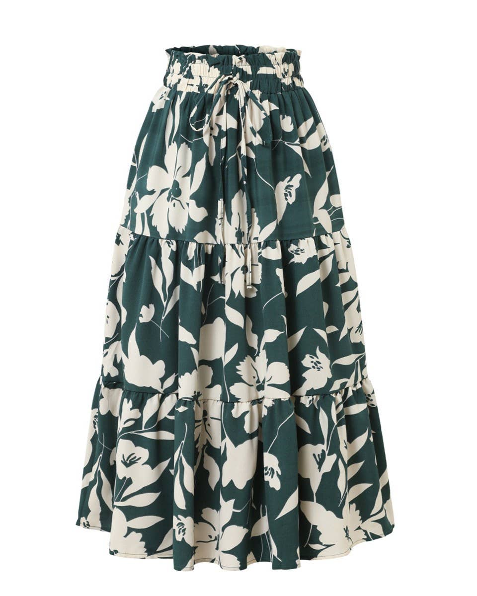 Stylish Floral-Print High-Waisted Skirt