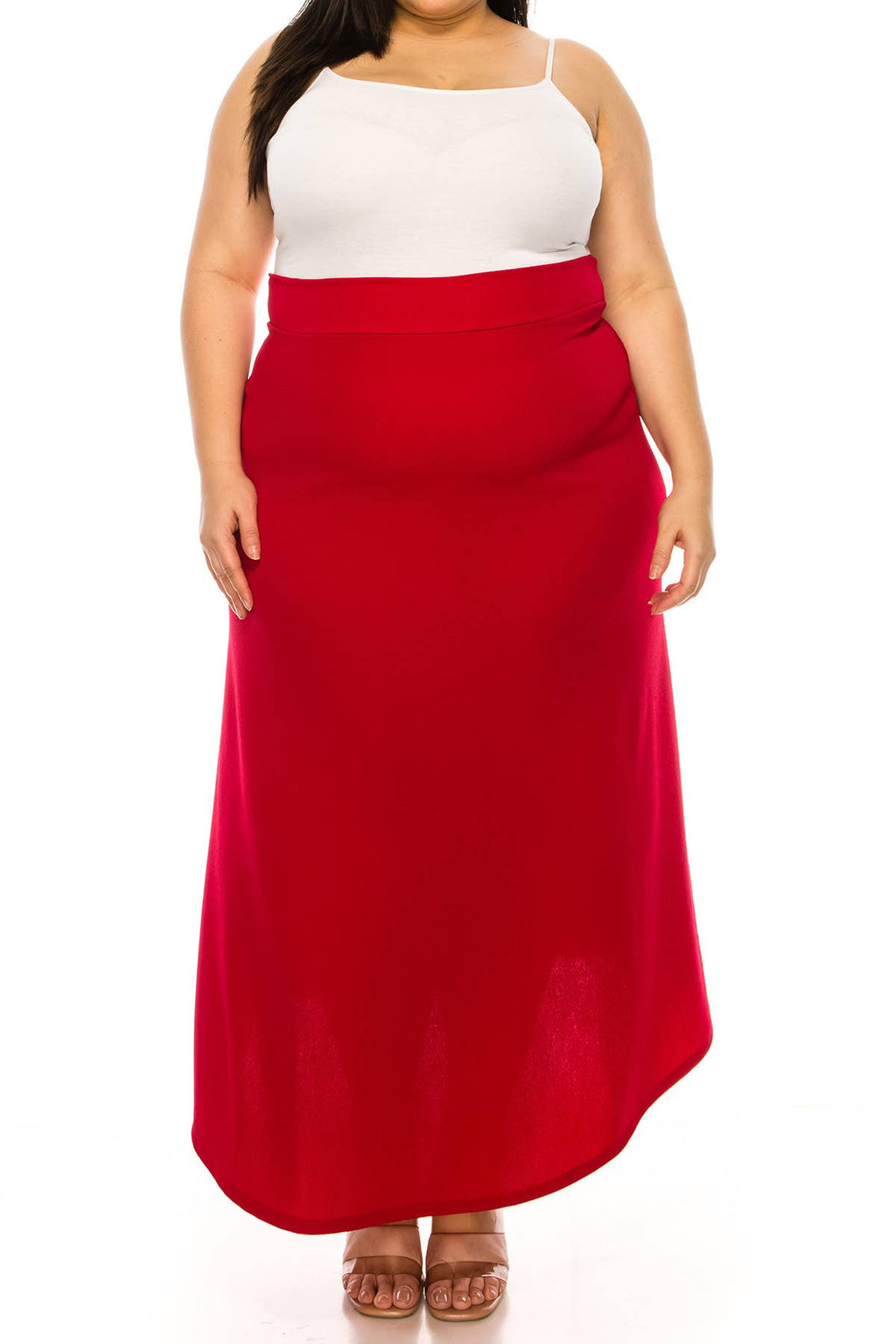 Women's Plus Size Solid Flare Maxi Skirt