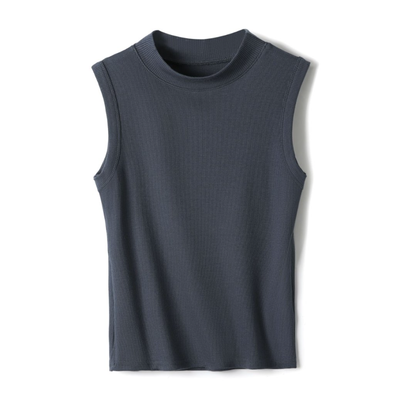 Versatile Essential Basic rib high neck vest tank Top