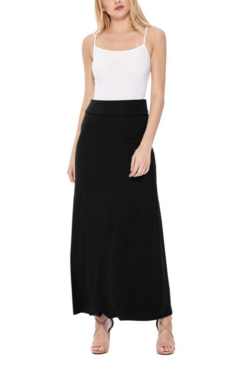 Women's Casual Relaxed Fit Solid Maxi Skirt (Open Pack)