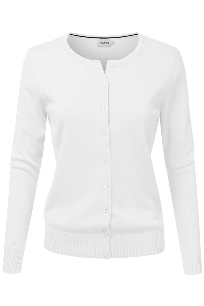 AWOCAL310_Button Down Soft Knit Long Sleeve Cardigan Sweater