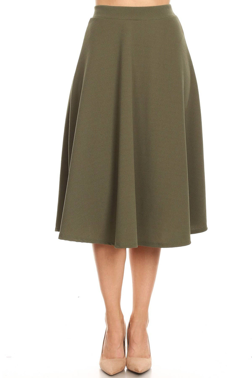 Women's Solid Basic Casual Flared Midi Skirt (Open Pack)