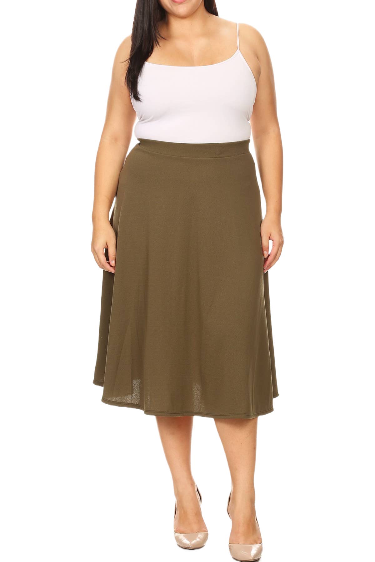 Women's Plus Size Casual Solid Midi Skirt (Open Pack)