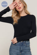Long Sleeve Crew Neck Rib Seamless Top