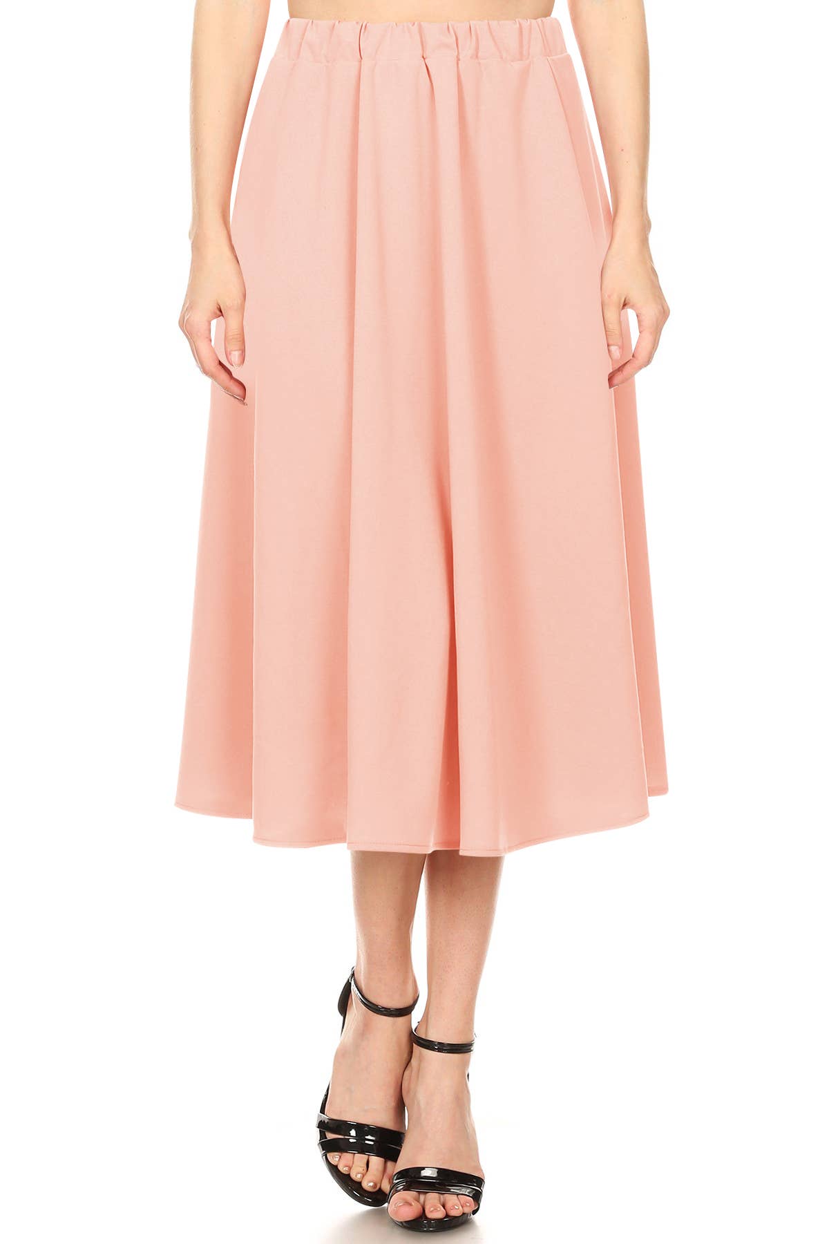 Women's Casual A-Line Pleated Solid Midi Skirt