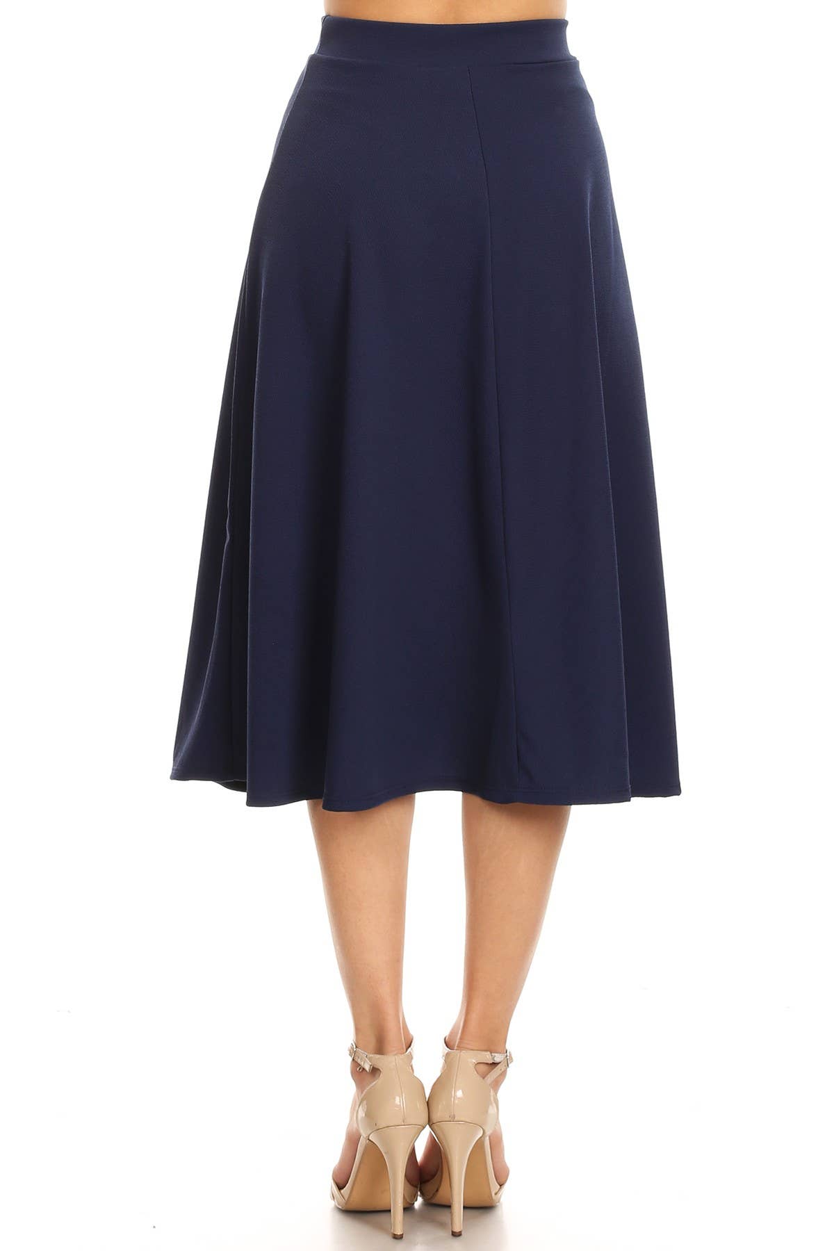 Women's Solid Basic Casual Flared Midi Skirt (Open Pack)