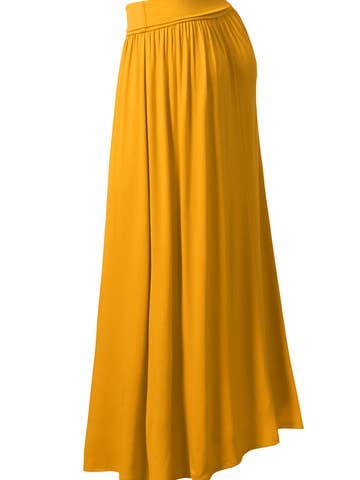 High Waist Elastic Closure Gather Maxi Skirt