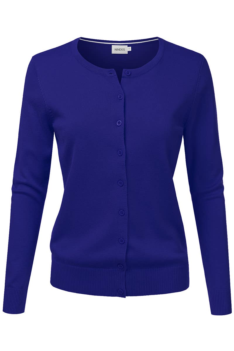 AWOCAL310_Button Down Soft Knit Long Sleeve Cardigan Sweater