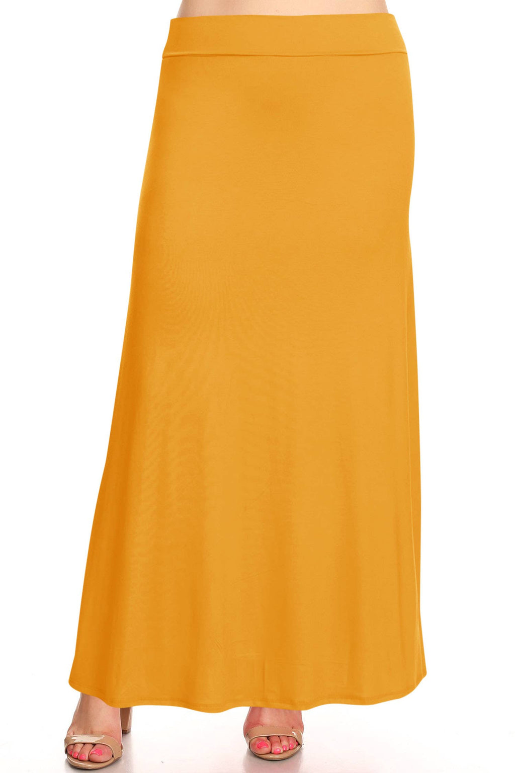 Women's Plus Size Foldable  Waist  Solid Long Maxi Skirt
