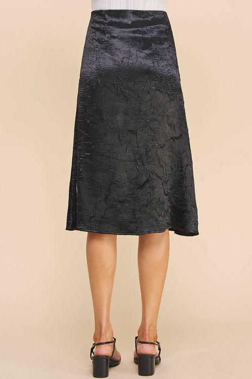 A-Lined Midi in Crinkled Stretch Satin