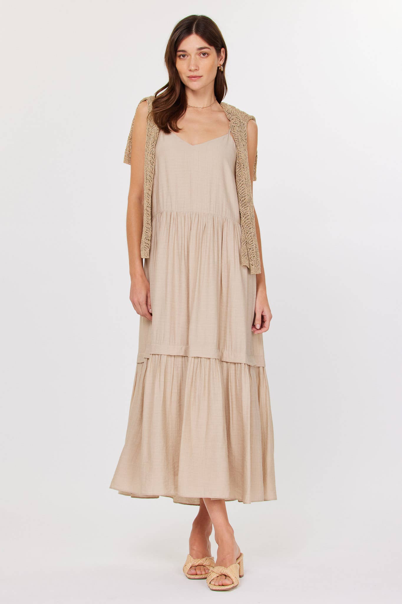 Twofer Sweater & Tiered Midi Dress Set