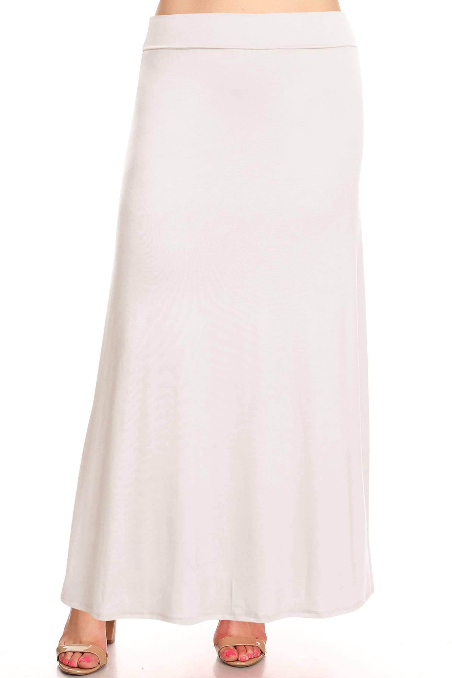 Women's Plus Size Foldable  Waist  Solid Long Maxi Skirt