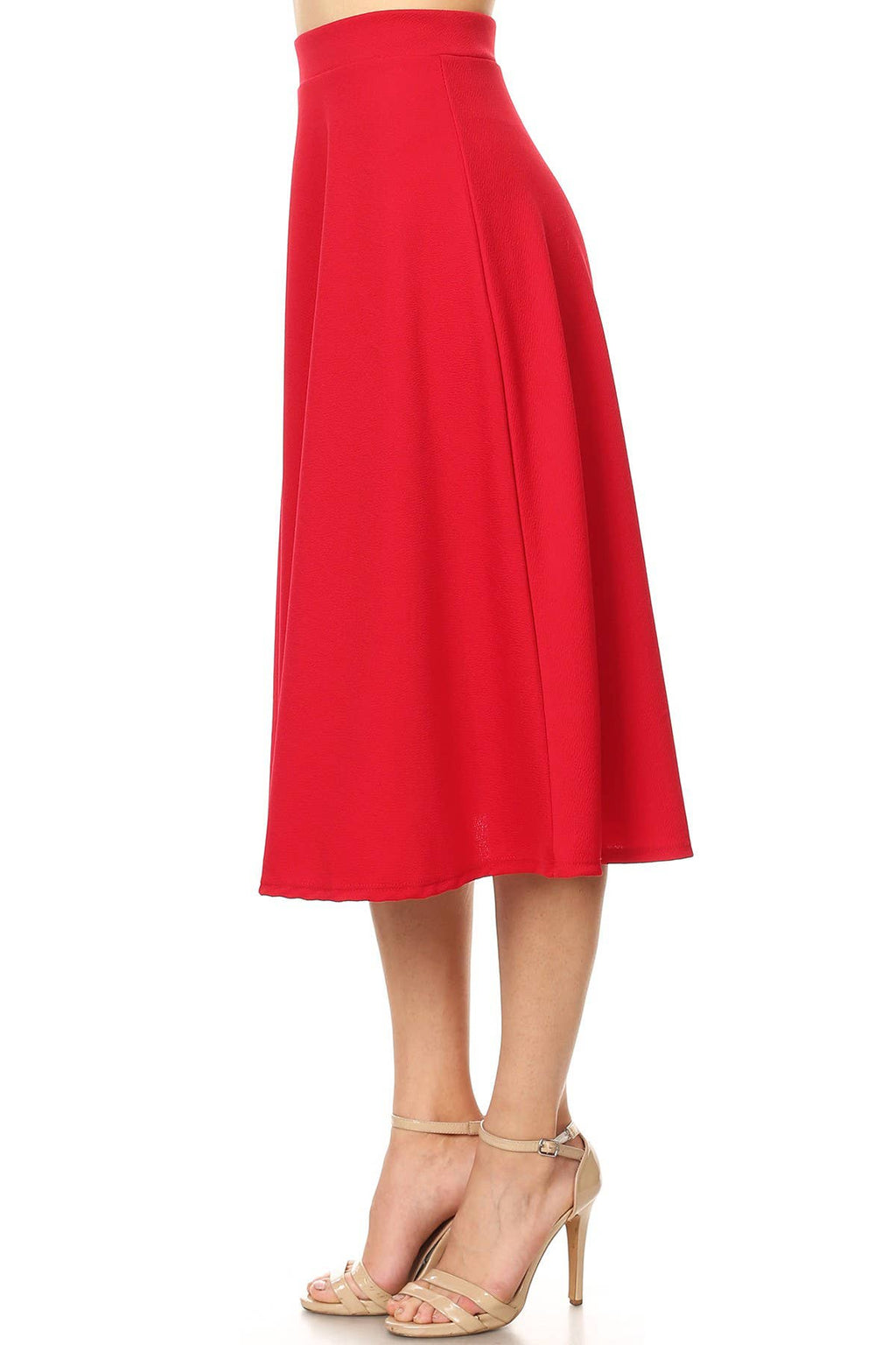 Women's Solid Basic Casual Flared Midi Skirt (Open Pack)