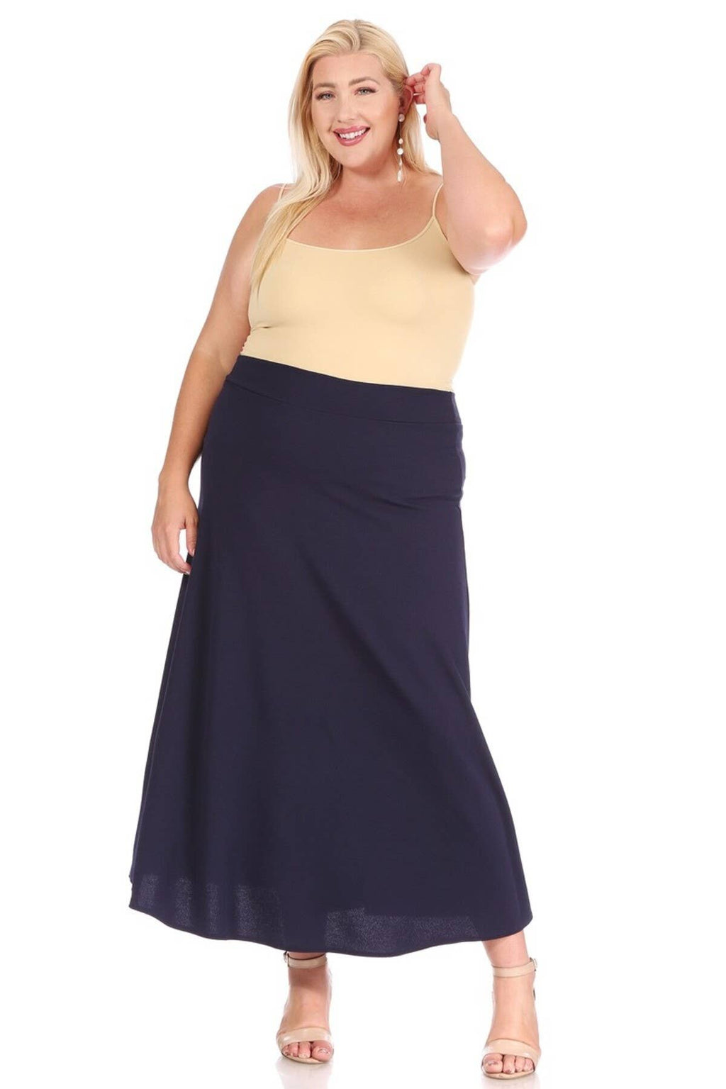 Women's Plus Size Solid Flare A-line Long Skirt