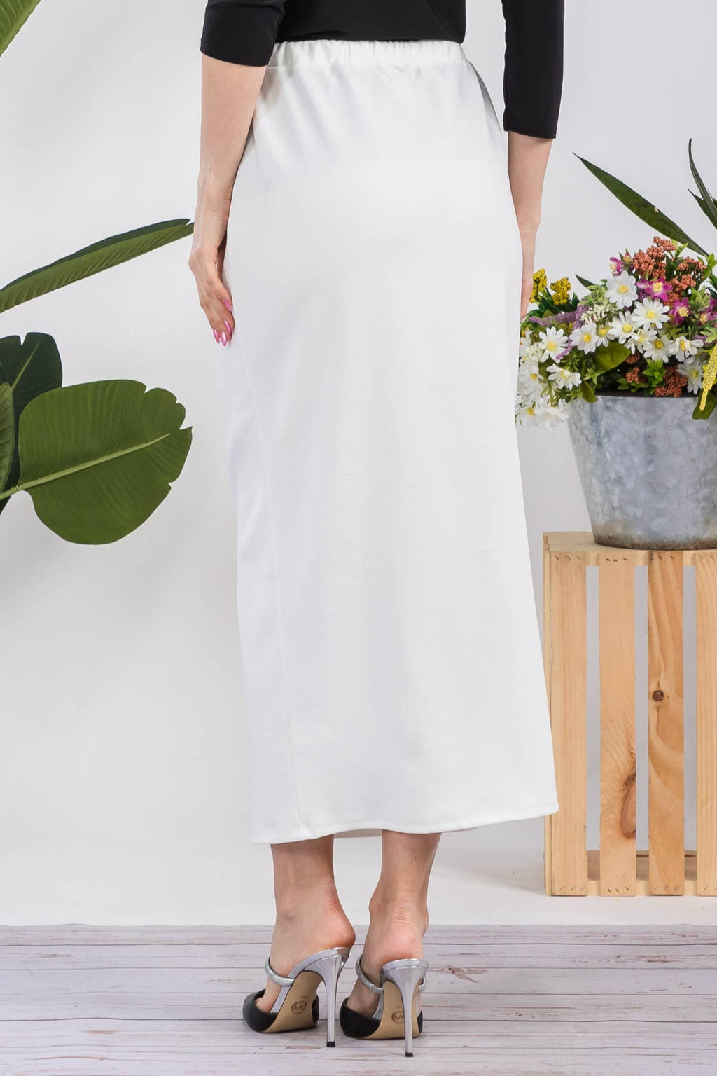 NEW COLORS- LONG PENCIL SKIRT -WITH ELASTIC WAIST BAND