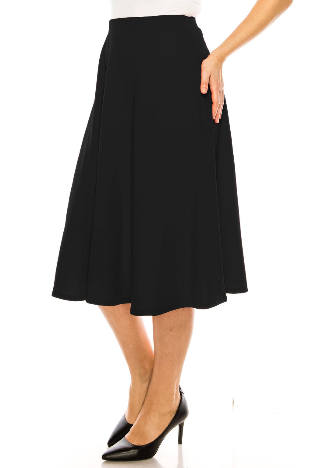 Women's Plus Size Casual Flared Midi Skirt Made in USA