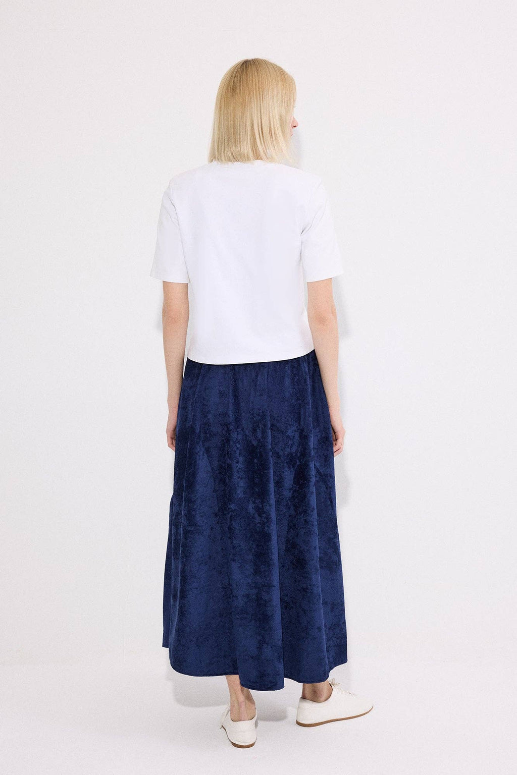 Elastic Waist Suede Maxi Skirt – Soft Touch Flowy A-Line