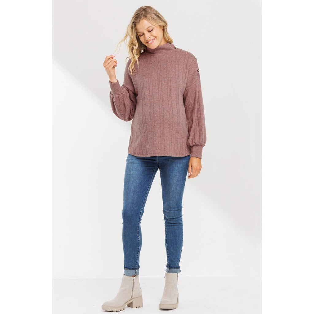 Turtle Neck Long Sleeve Maternity Knit Sweater