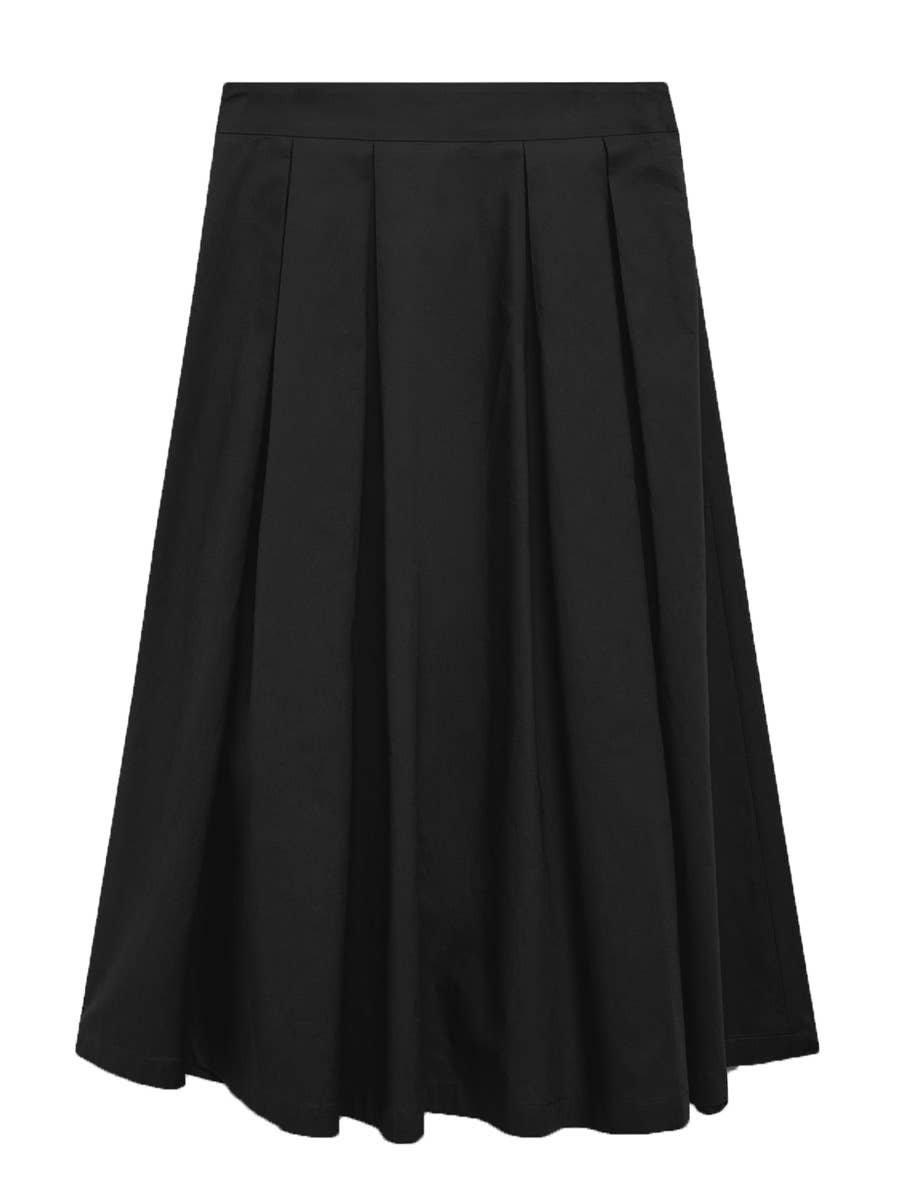 Elegant Pleated High-Waisted Midi Skirt