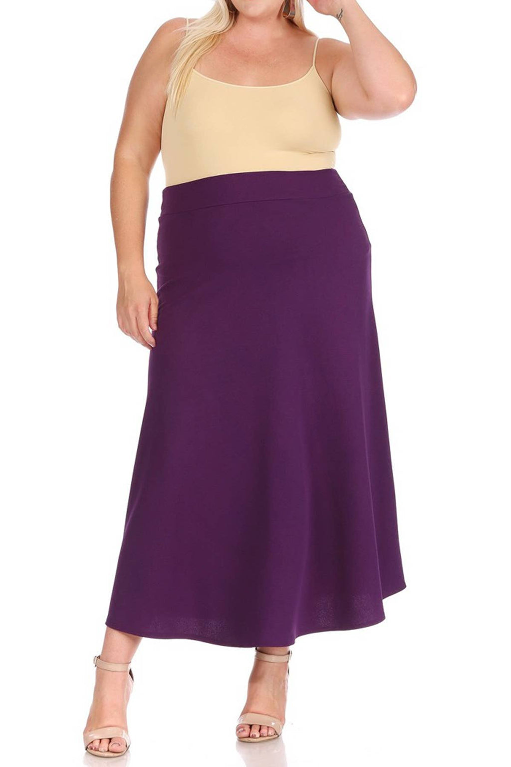 Women's Plus Size Solid Flare Maxi Skirt