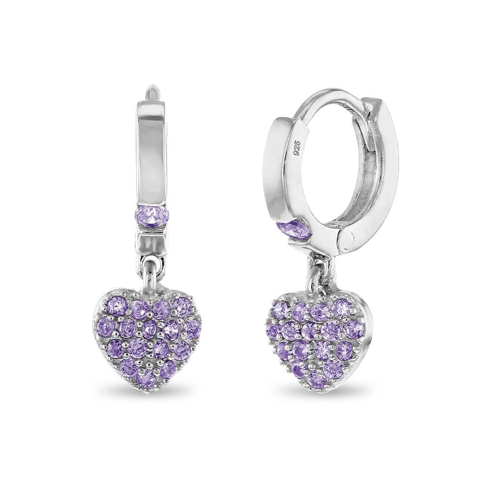 Puffed Heart Kids / Girls Earrings Hoop - Sterling Silver