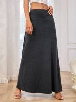 Fashion Solid Color Maxi Skirt
