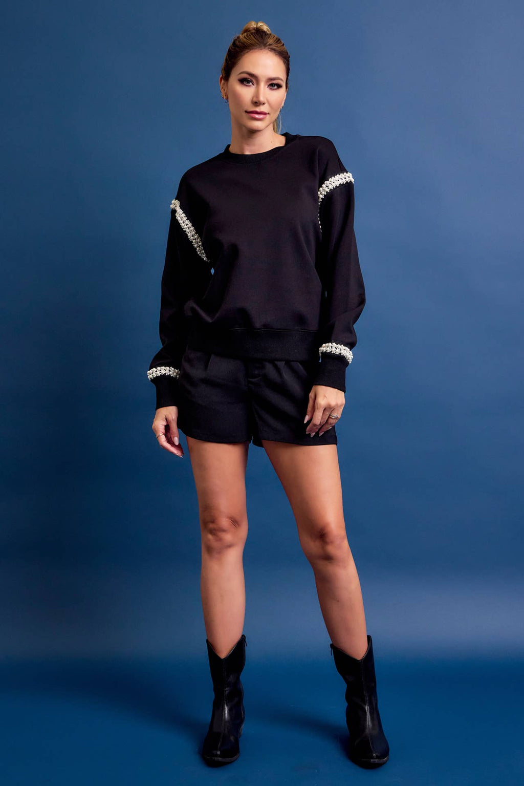 All Day Crew Neck Sweatshirt With Beaded Trim