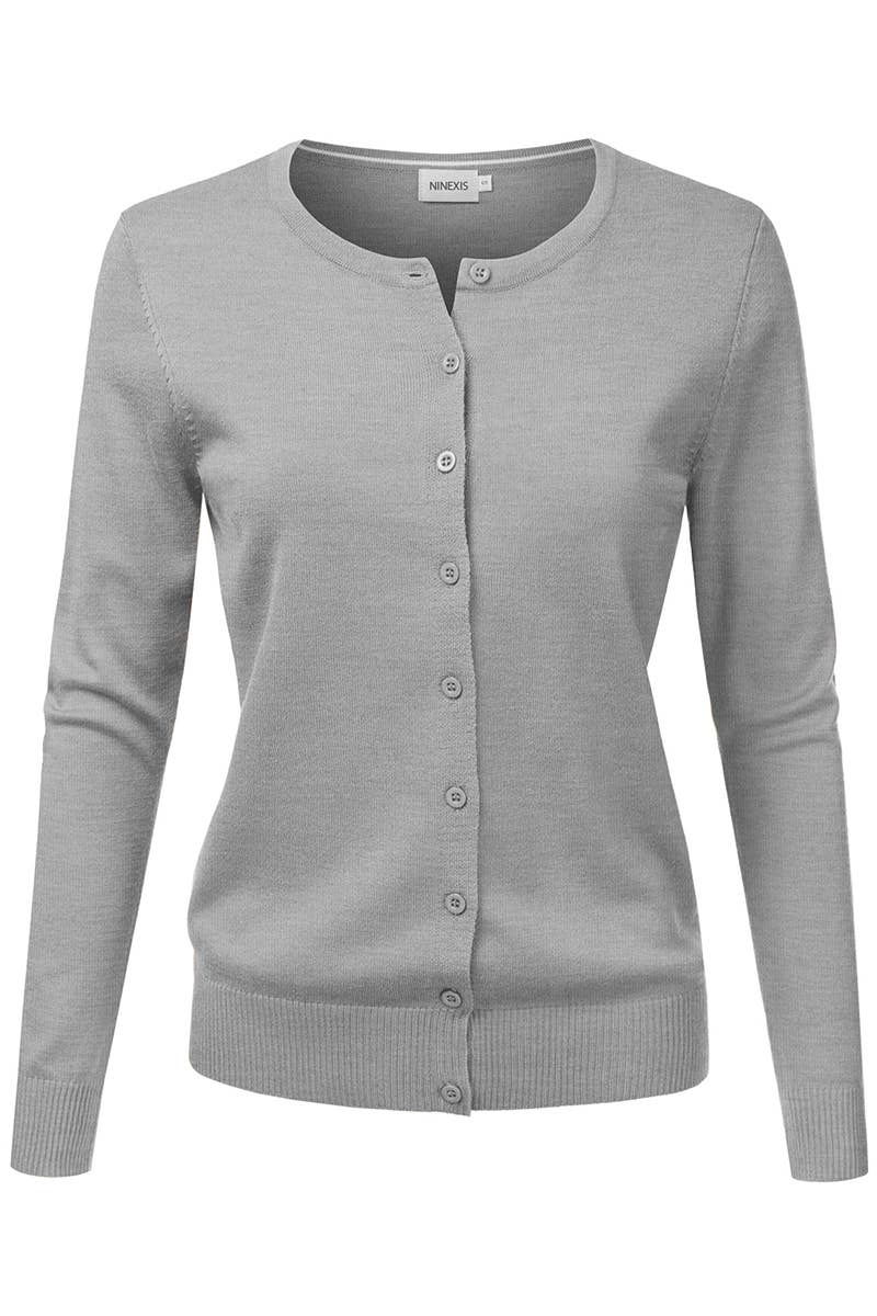 AWOCAL310_Button Down Soft Knit Long Sleeve Cardigan Sweater
