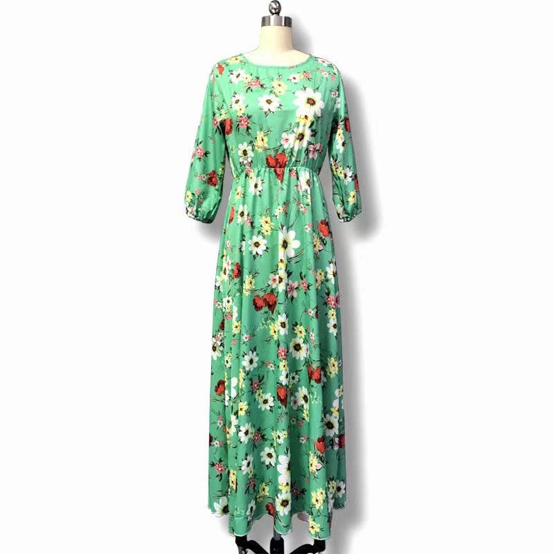 Women Floral Maxi Dress Long Sleeve Casual Holiday Outfit