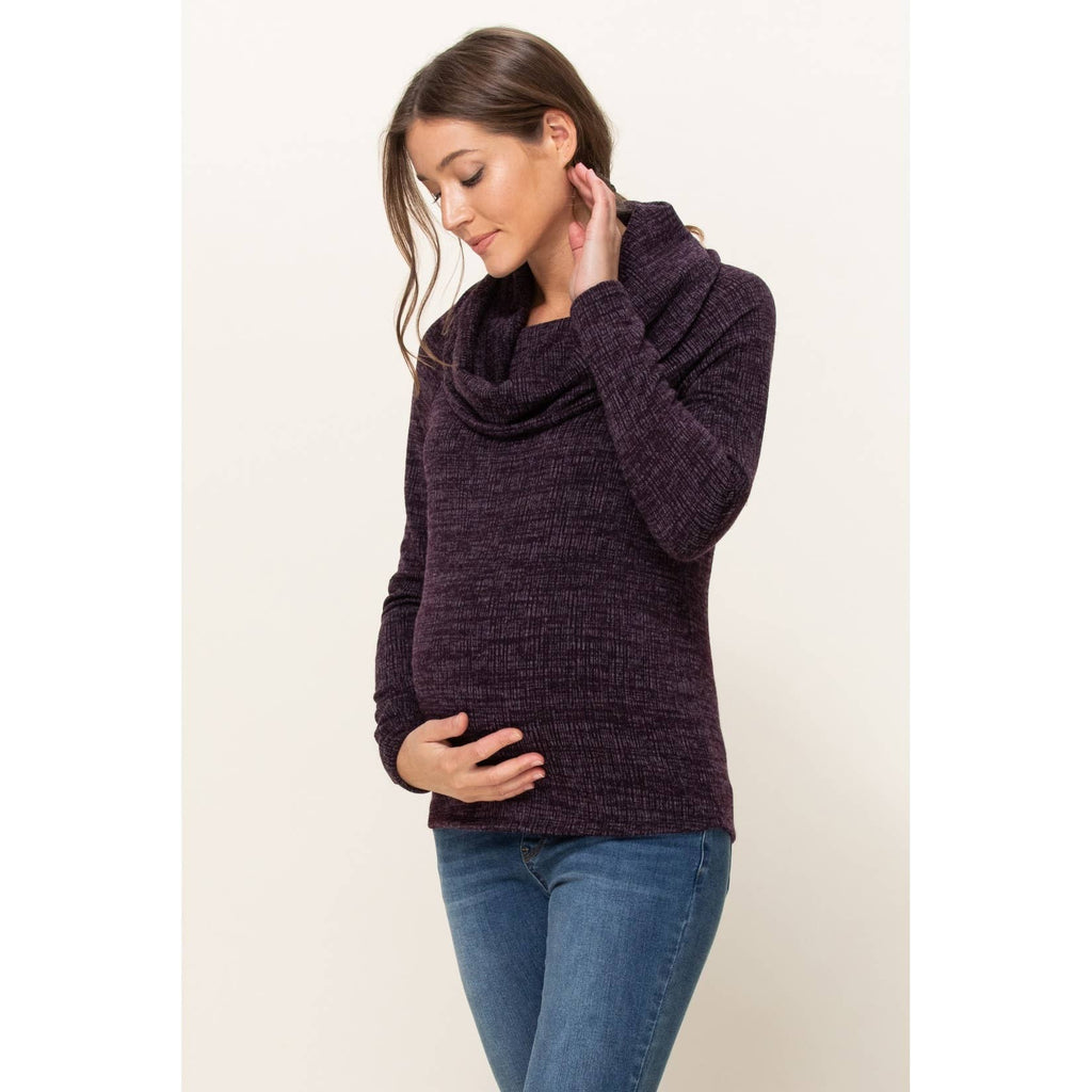 Cowl Neck Sweater Knit Maternity Top