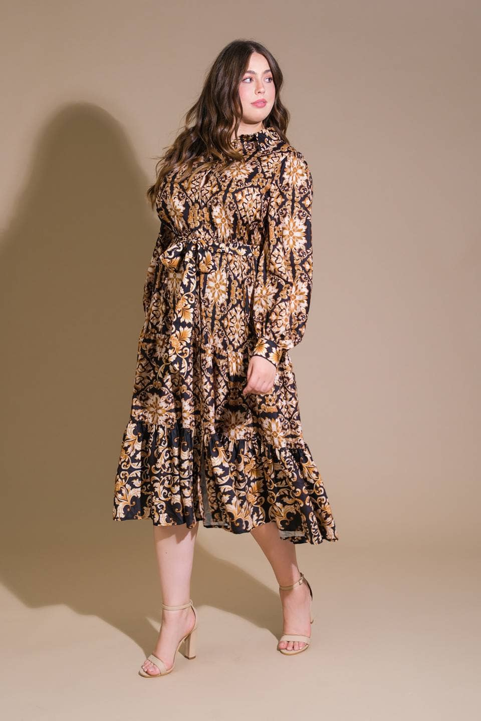 A printed woven midi dress - ID21481-P