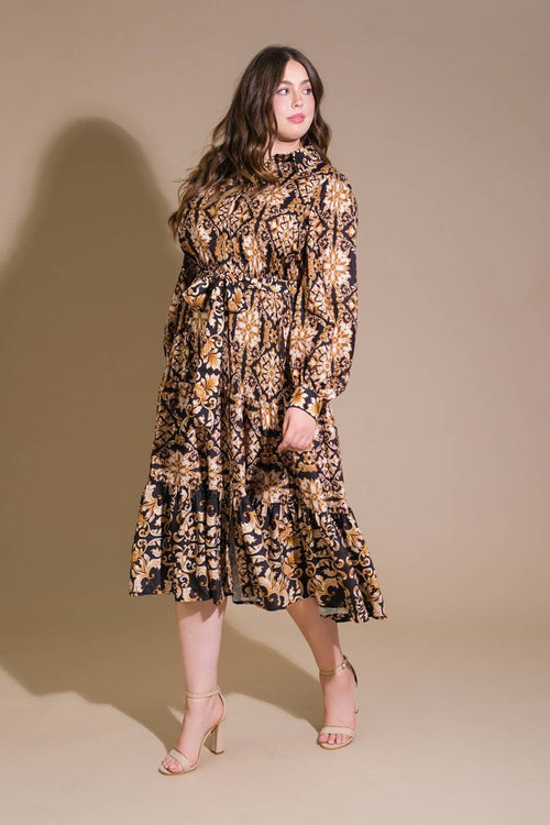A printed woven midi dress - ID21481-P