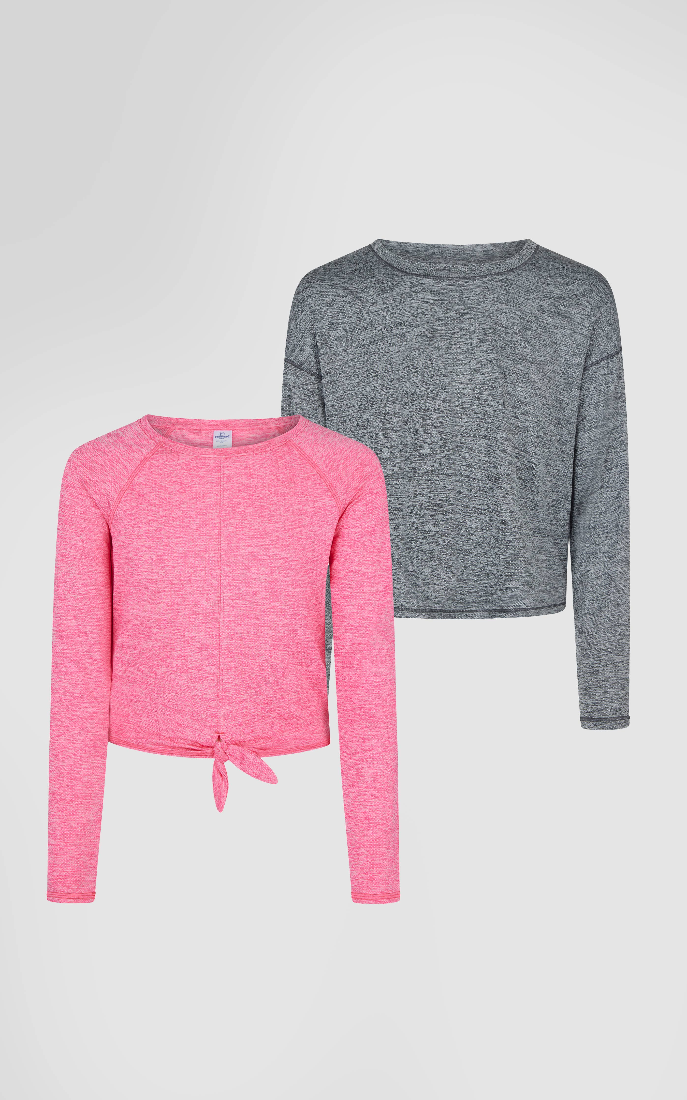 Girls Mesh Tie Front Top and Basic Top - 2 Pack