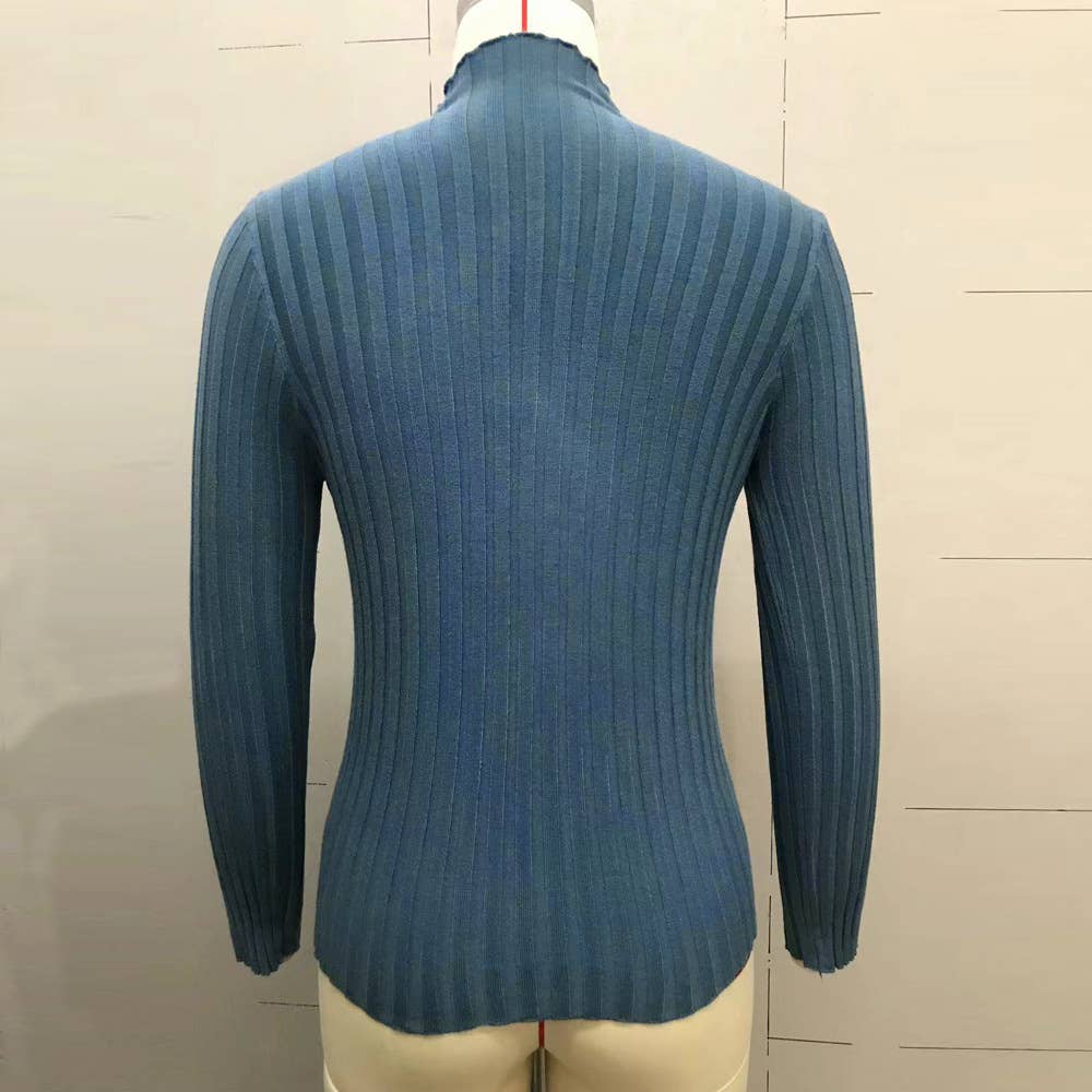 Striped long-sleeved knitted base layer sweater