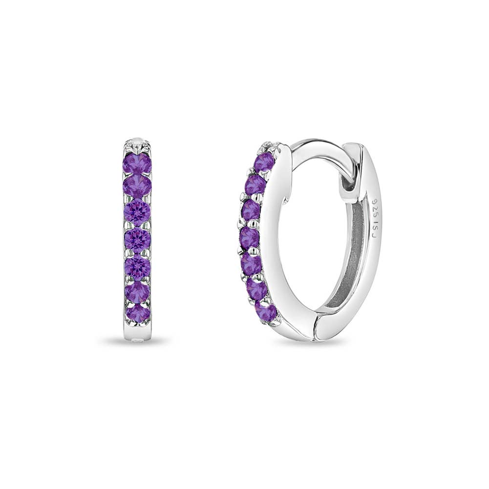 Tiny Multi CZ 7mm Baby Kids Earrings Hoop - Sterling Silver