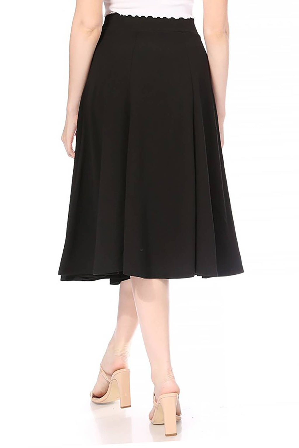 Women's Solid Flared Lightweight Long Midi A-line Skirt