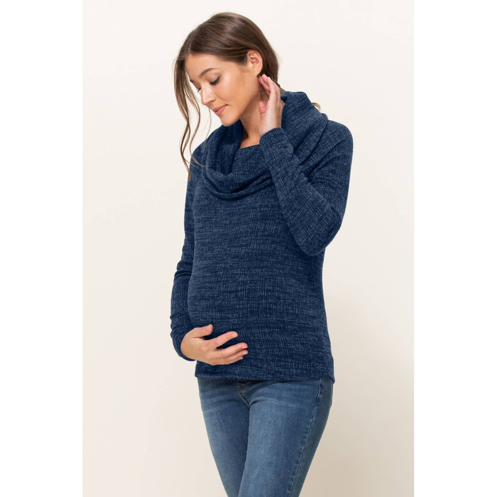 Cowl Neck Sweater Knit Maternity Top