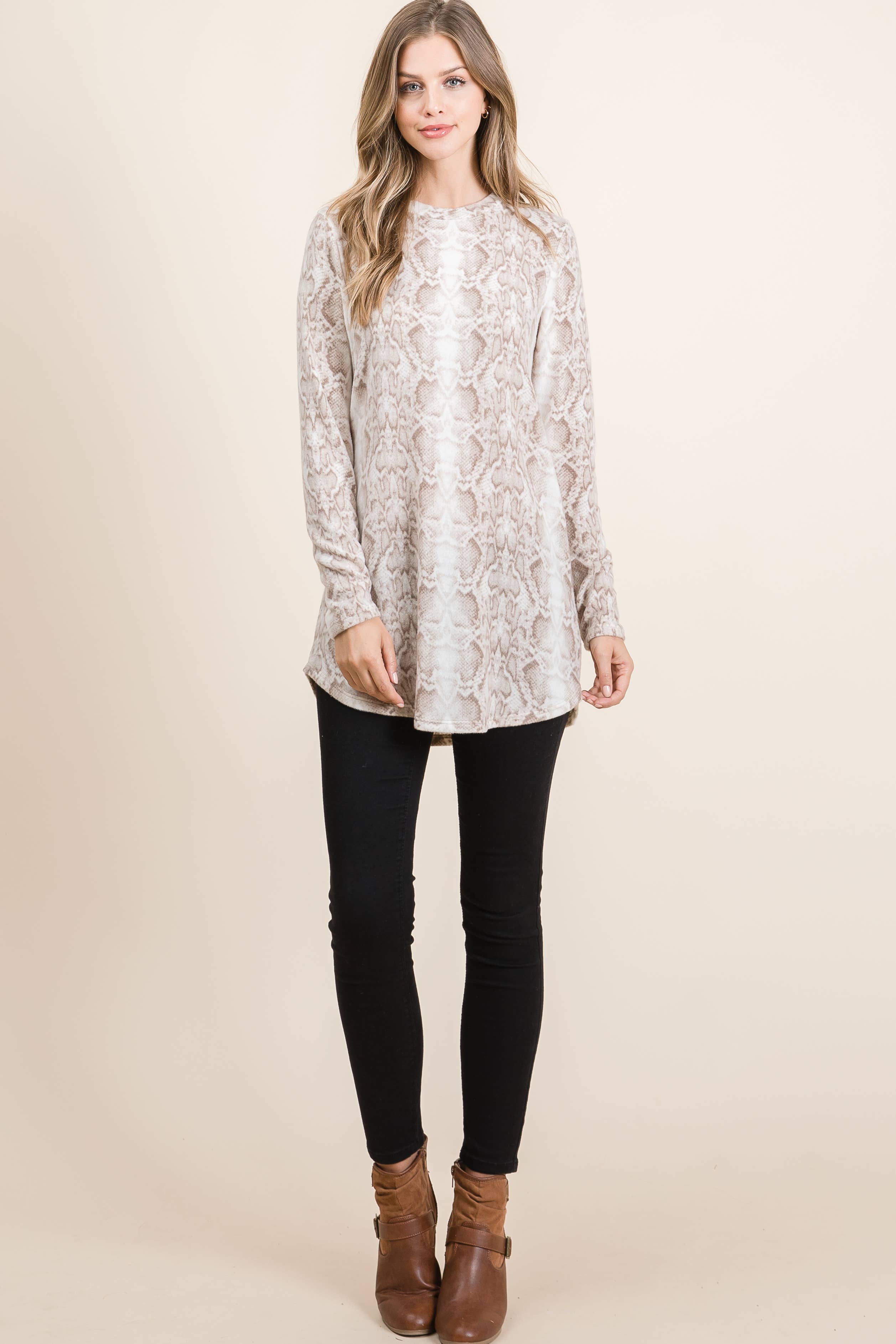 TL1541 Soft Brushed Knit Tunic