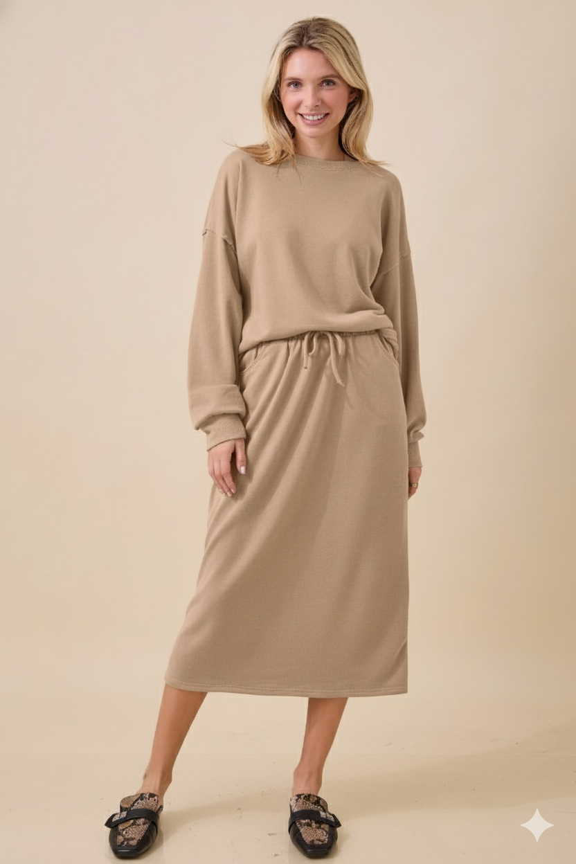 WOMEN'S SOFT KNIT LONG SLEEVE TOP -TOP PART OF SET