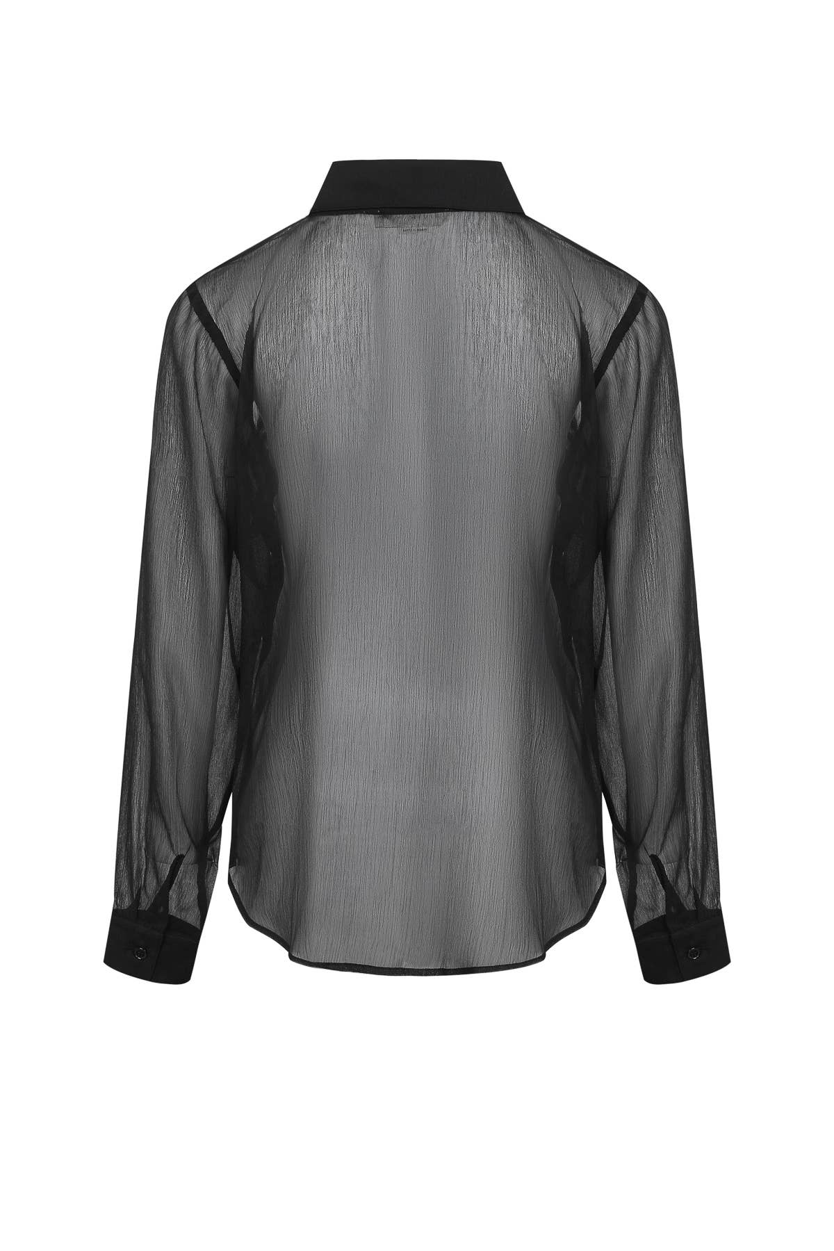 Yoryu Chiffon Shirt with Wave Texture Applique