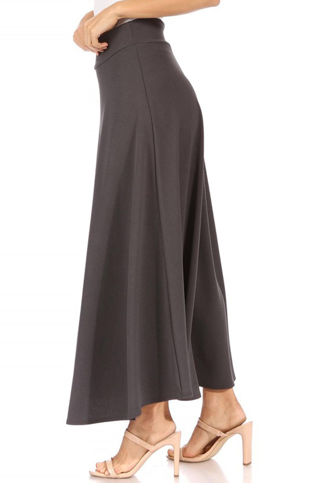 Women's Casual Solid Flare A-line Long Skirt