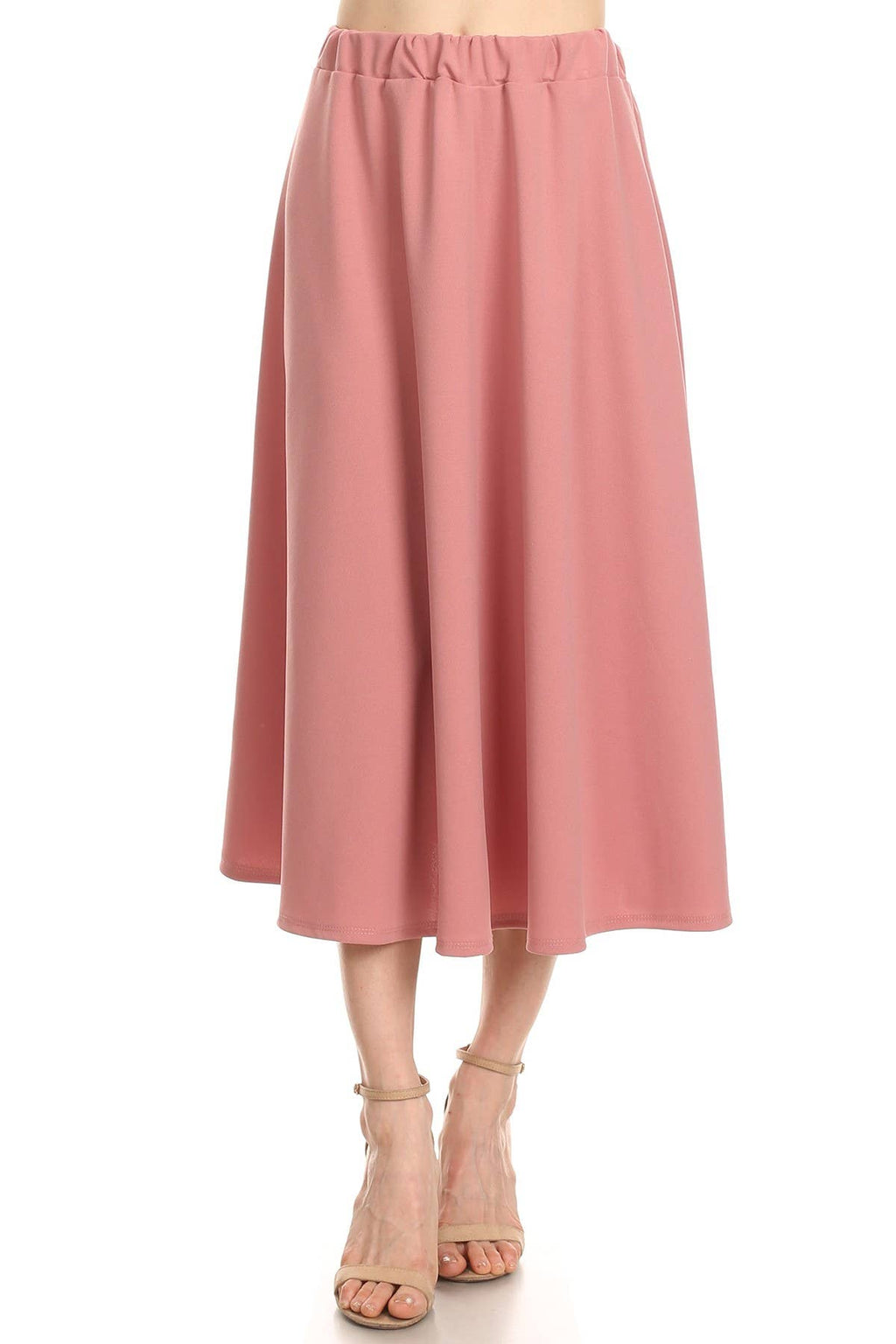 Women's Casual A-Line Pleated Solid Midi Skirt