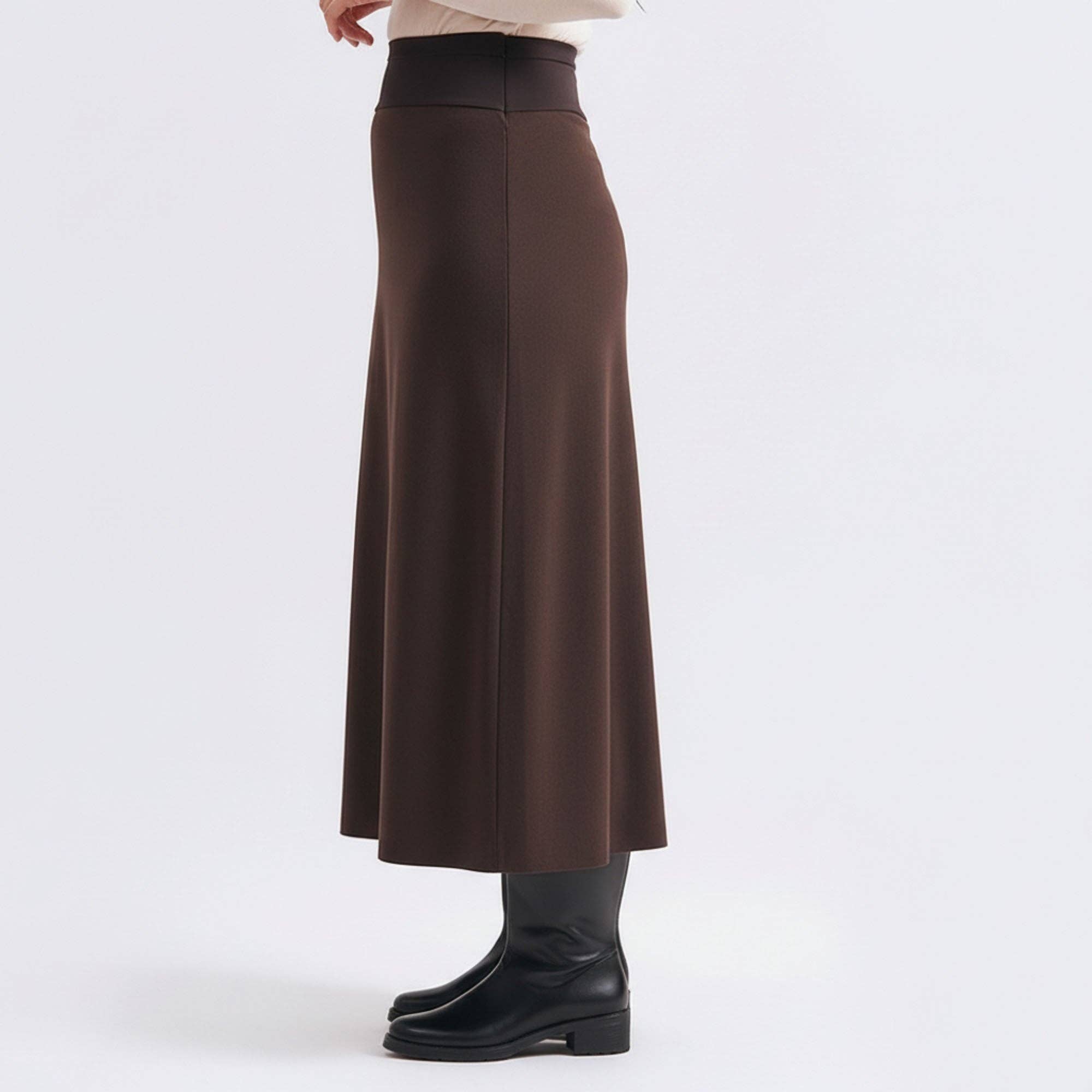 Maternity High Waist Stretch Knit Midi Skirt with Seamless S