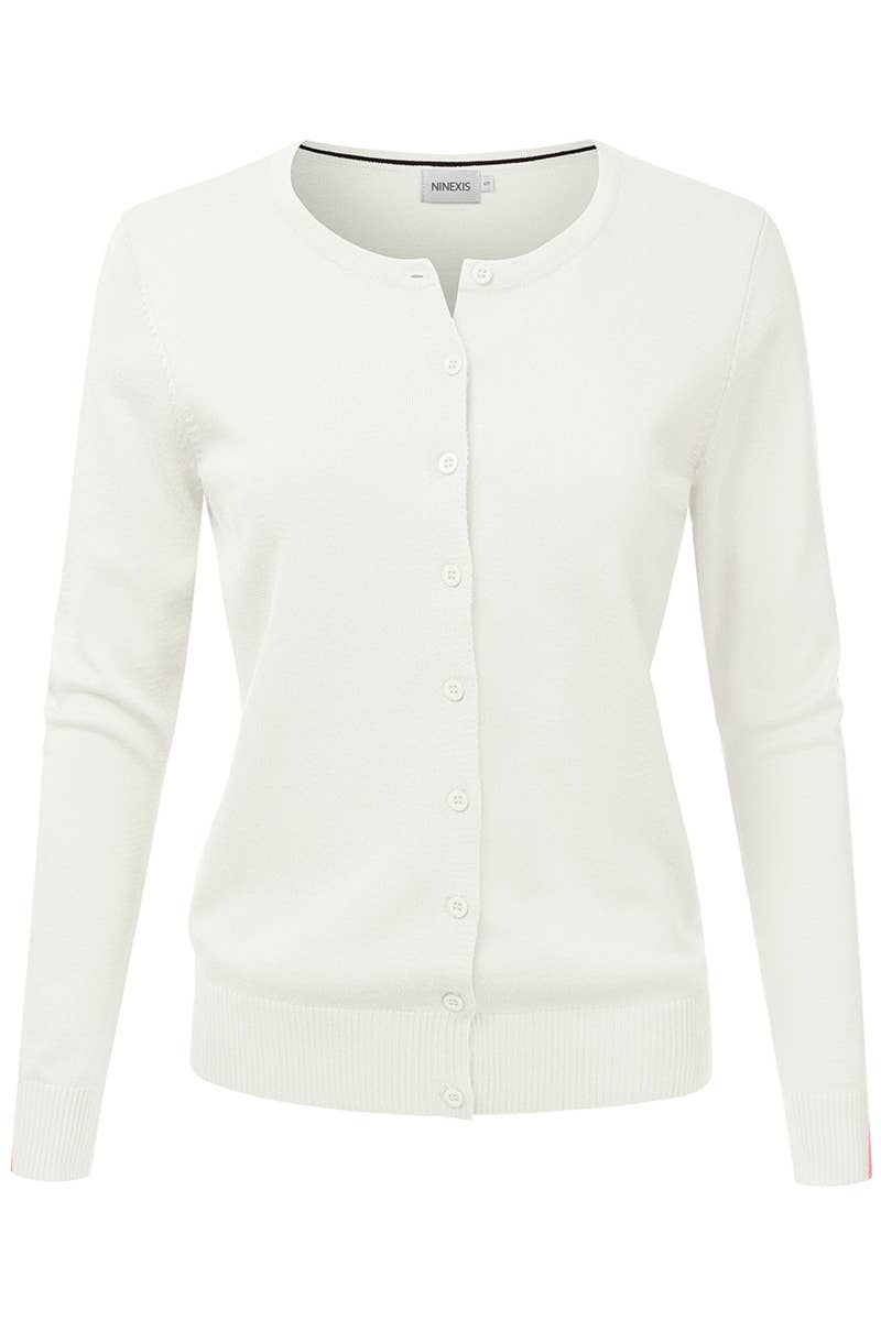 AWOCAL310_Button Down Soft Knit Long Sleeve Cardigan Sweater
