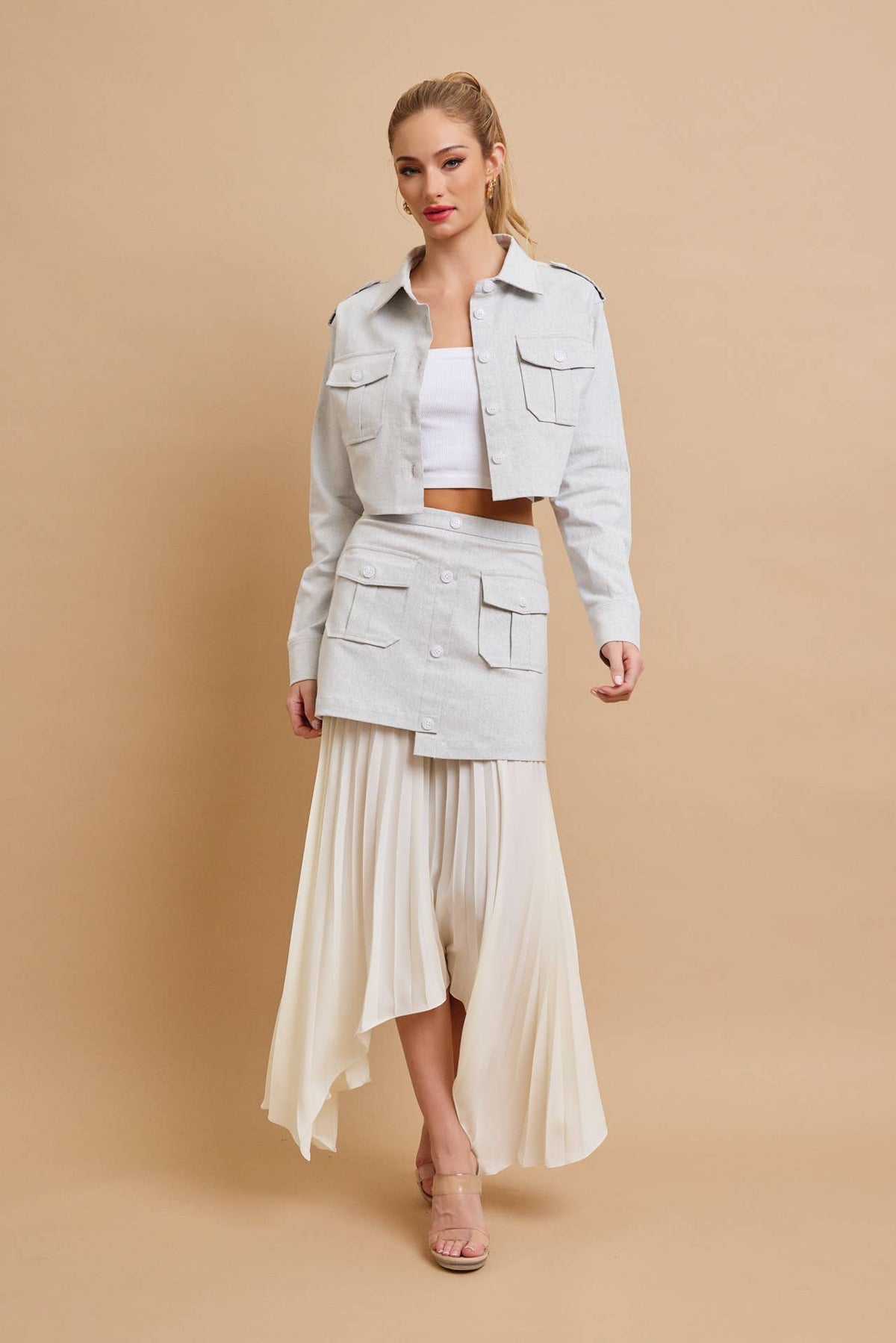 Day Trip Woven Button Down Crop Jacket