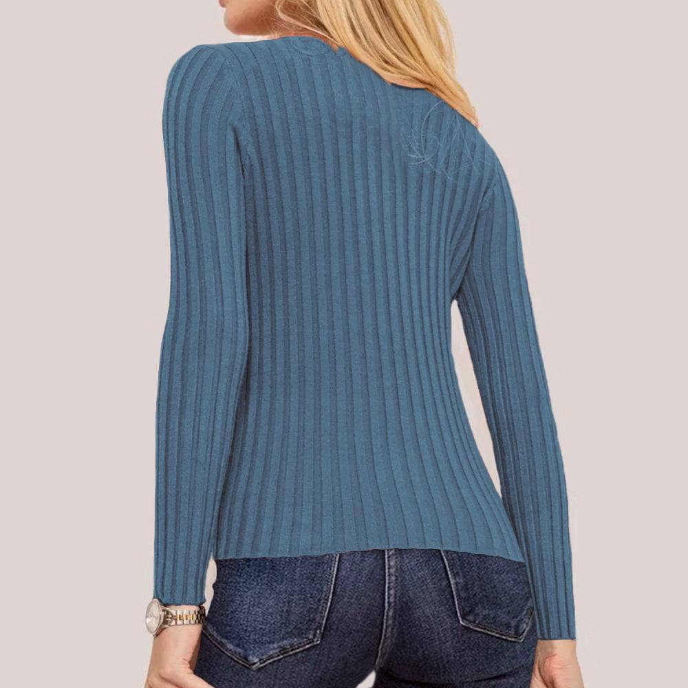 Striped long-sleeved knitted base layer sweater