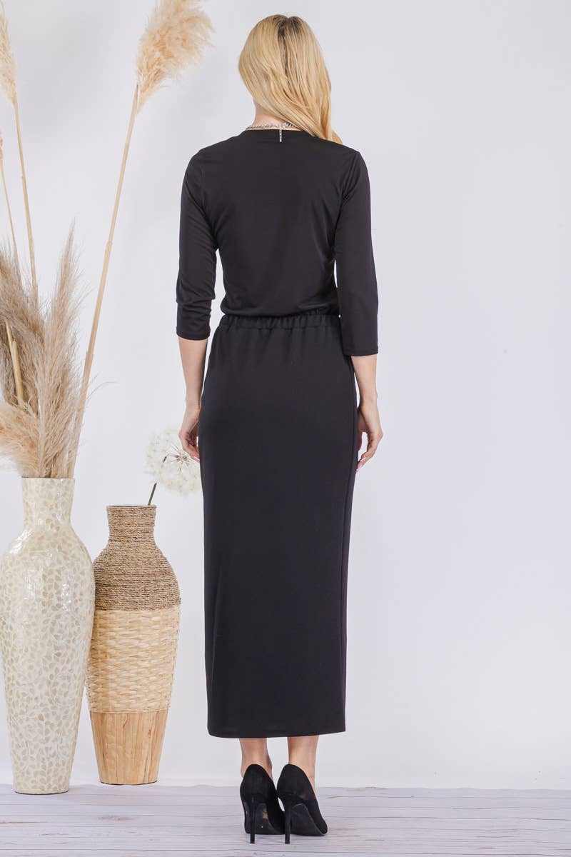 NEW COLORS- LONG PENCIL SKIRT -WITH ELASTIC WAIST BAND