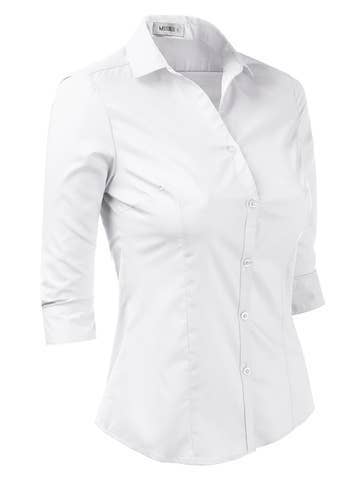3/4 Sleeve Button Down Collar Shirt Blouse
