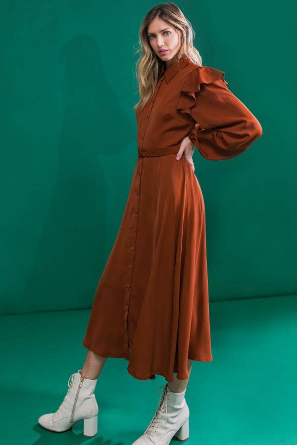 A solid woven midi dress - ID20390